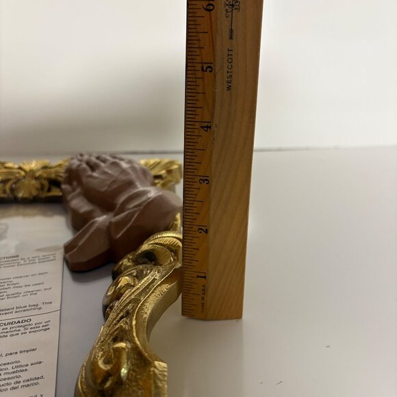 Jesus Resurrection Praying Hands Goldtone Ornate Frame Christian Wall Decor VTG - Picture 6 of 10